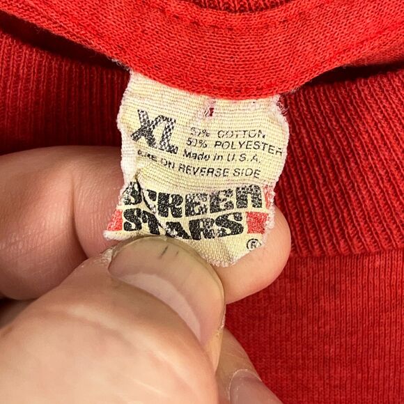 Vintage Single Stitch Shirt Mens M Red 90s Macoupin Track Field Running Champs - Picture 3 of 8